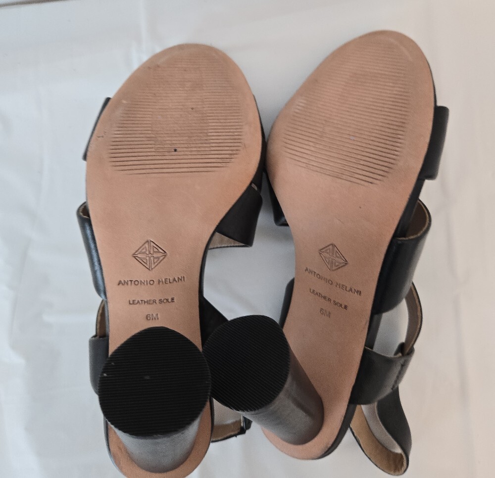 Antonio Melani Black Leather Crisscross Sandals – Size 6, 2.5–3" Heel - Picture 7 of 10